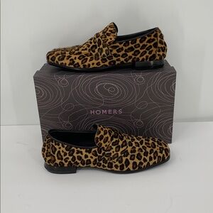 Homers Lena loafer shoe leopard calf hair Spain preppy leather Kenia new 39 9